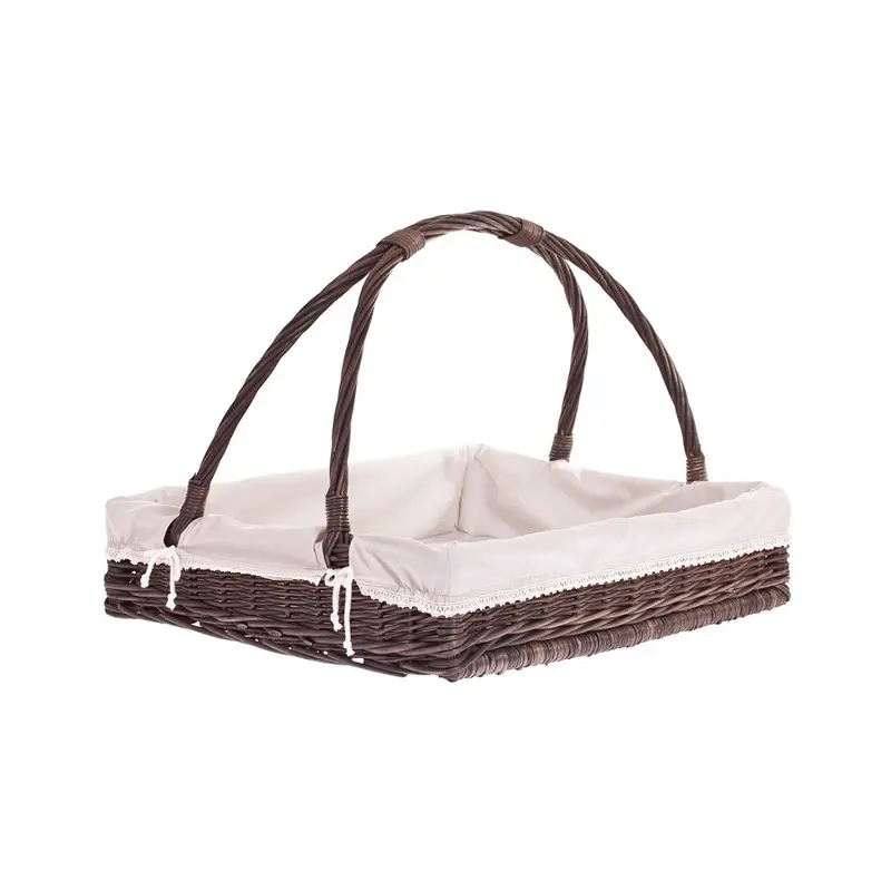 Allium wicker serving basket with beige trim and handle by TheWickerStories