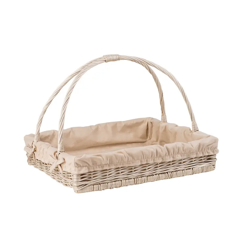 Allium wicker serving basket with beige trim, with handles TheWickerStories