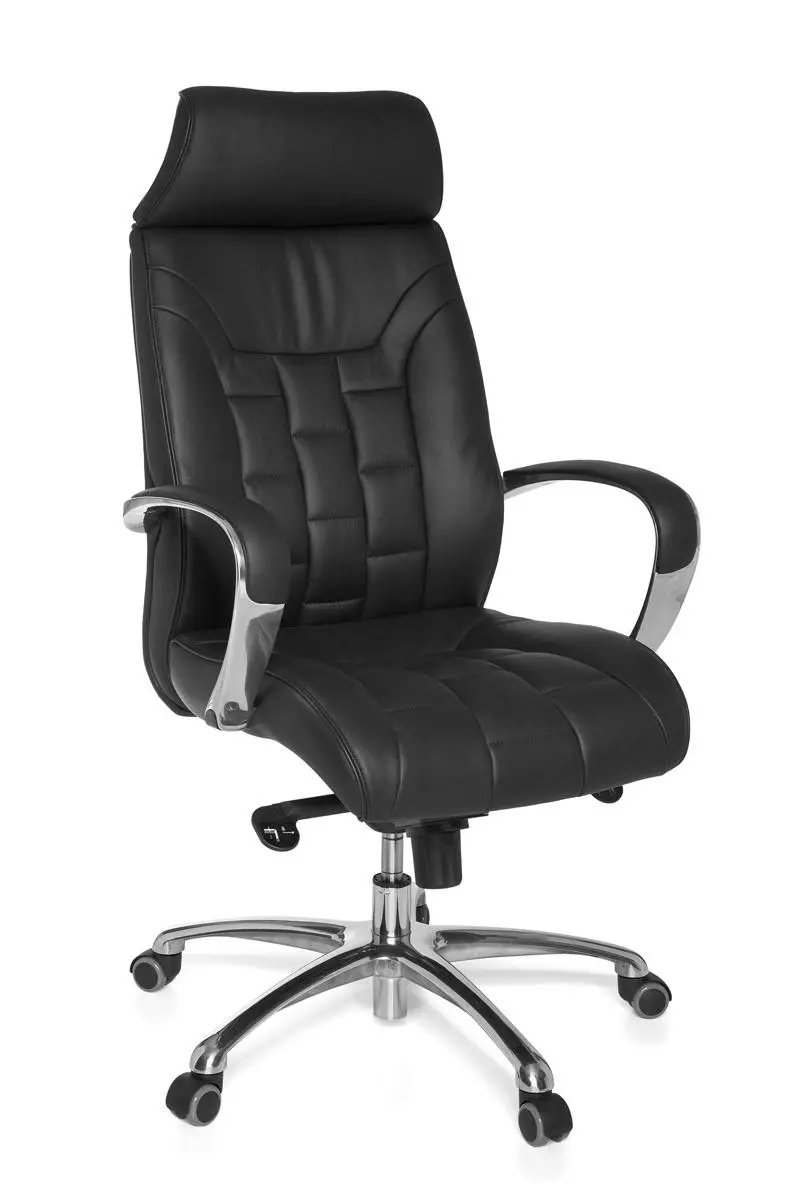 AMSTYLE FOTEL BIUROWY NATURALNA SKÓRA CZARNY / SPM1.158