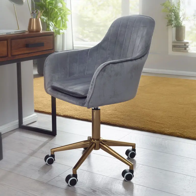AMSTYLE Fotel biurowy Velvet szary / SPM1.430