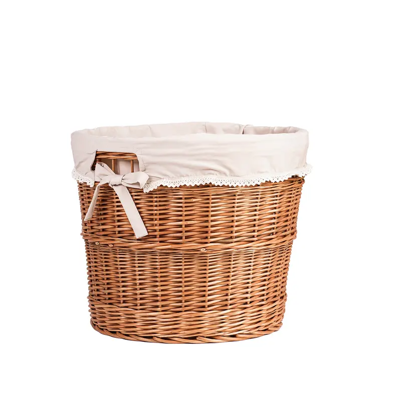 Balvina wicker baguette basket for bread display with beige trim TheWickerStories
