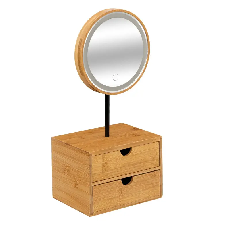 Bambusowy organizer z podświetlanym lusterkiem