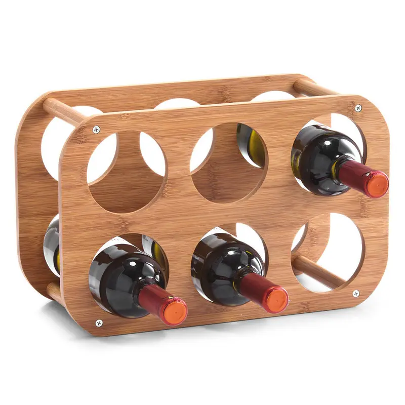 Bambusowy stojak na wino, 6 butelek, 38 x 16 x 24 cm
