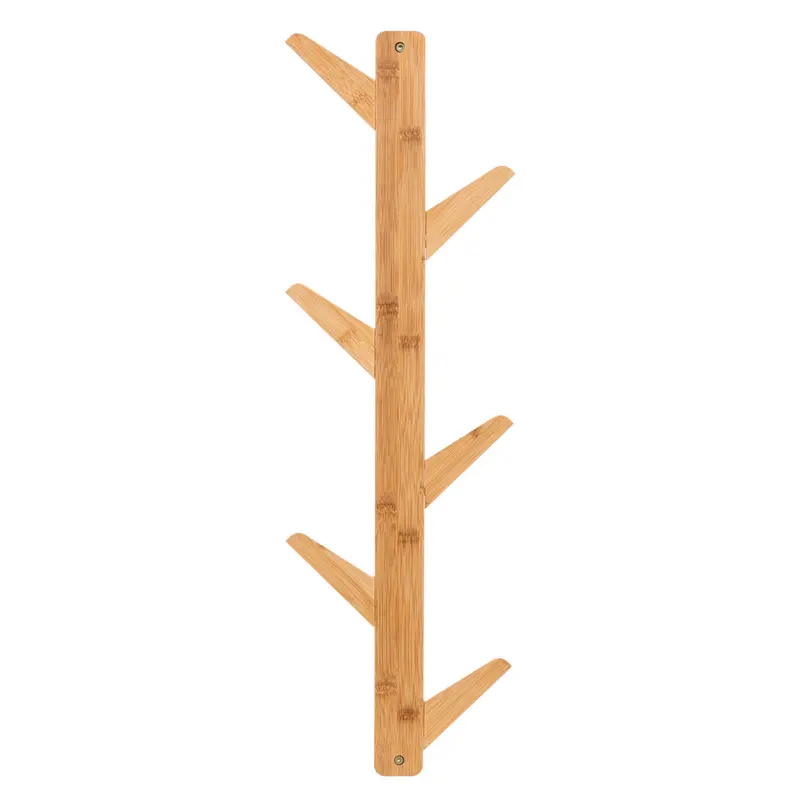 Bambusowy wieszak ścienny na płaszcze, 6 haczyków, 78 cm