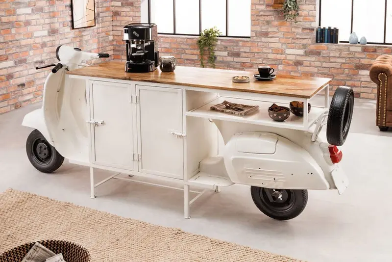 BAREK BIAŁY SCOOTER DREWNO / 42104 / INVICTA INTERIOR