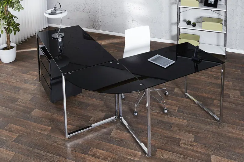 BIURKO BLAT SZKLANY CZARNY / 38381 / INVICTA INTERIOR