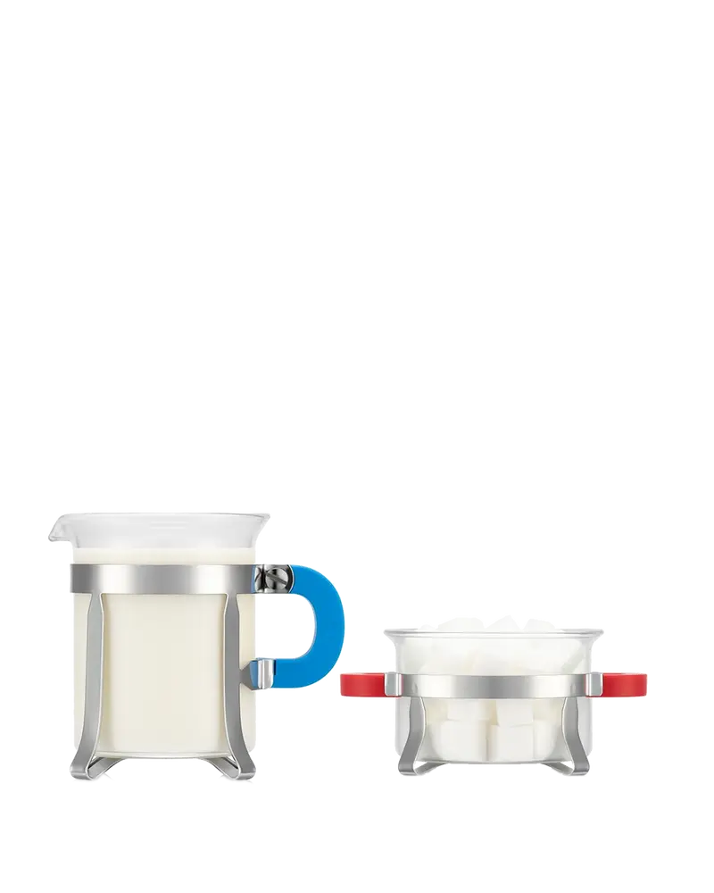Bodum cukiernica i mlecznik w zestawie MoMA Chambord red & blue