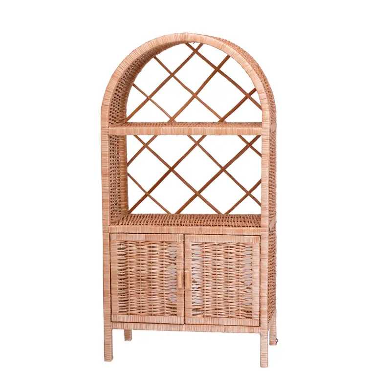 Camellia wicker shelf, wicker furniture, storage cabinet with shelves TheWickerStories