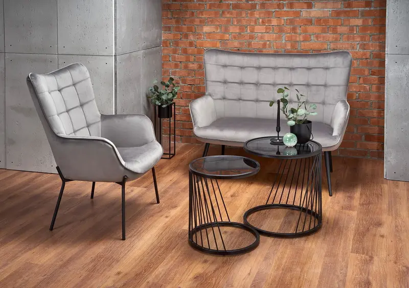 CASTEL XL sofa jasny popiel + czarny HAL
