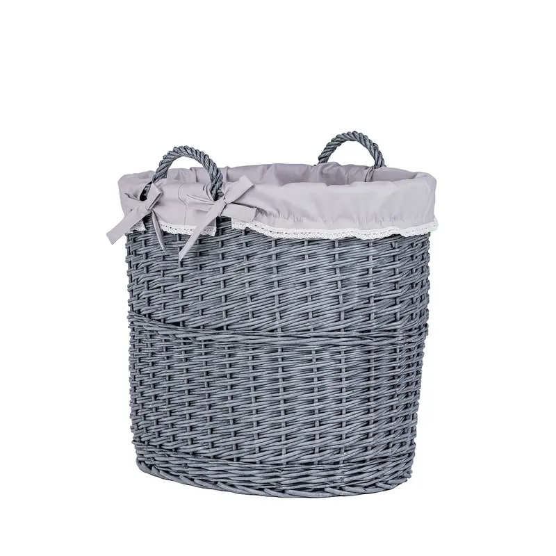 Celia wicker decorative storage basket with gray trim TheWickerStories