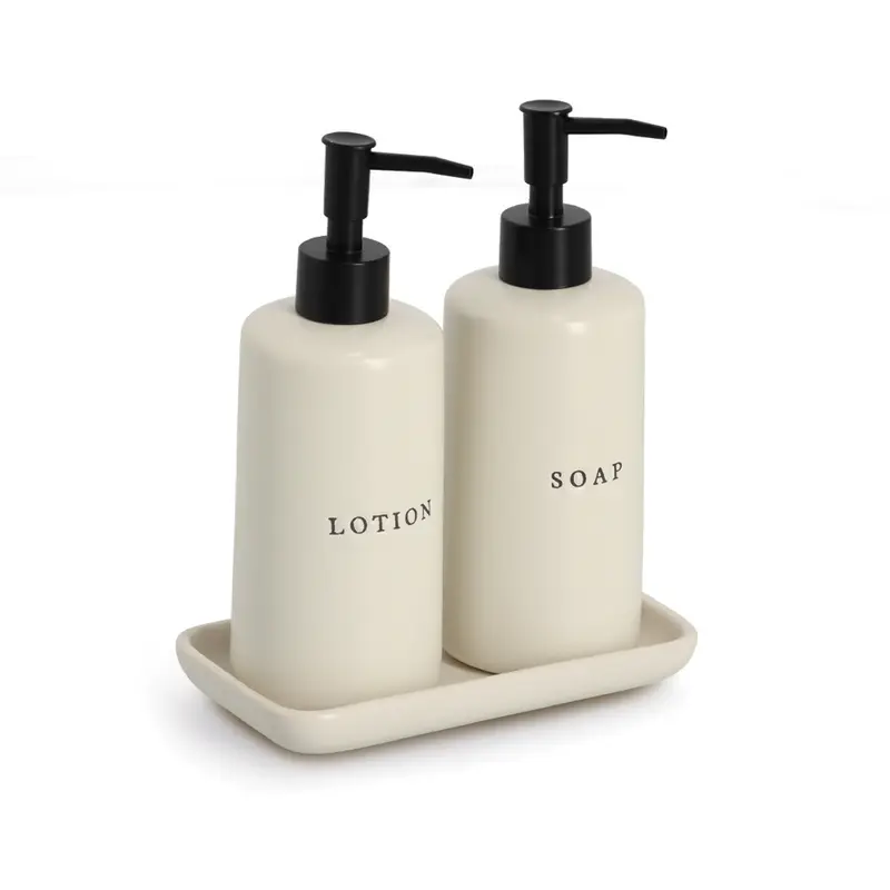 Ceramiczne dozowniki do mydła i lotionu BATH STYLE, 3 elementy