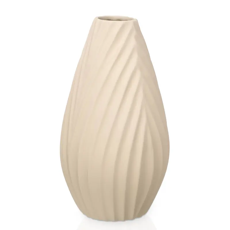 Ceramiczny wazon DIAGONAL STRIPE, beżowy