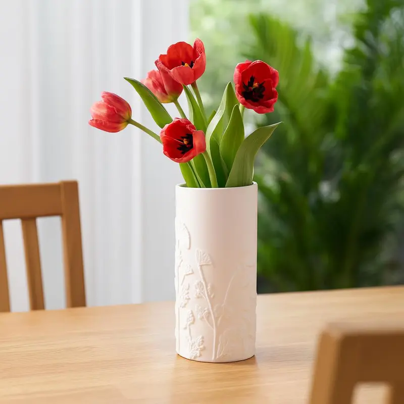 Ceramiczny wazon FLOWER, Ø 12 x 25 cm, biały