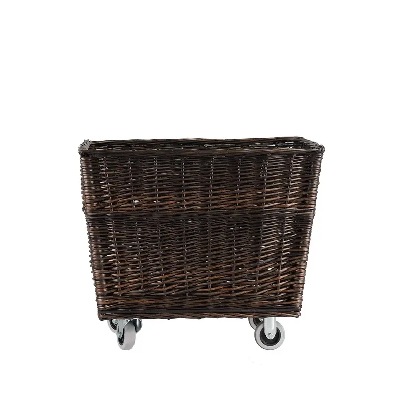 Cervus large, rectangular, mobile storage basket, wicker basket for display TheWickerStories