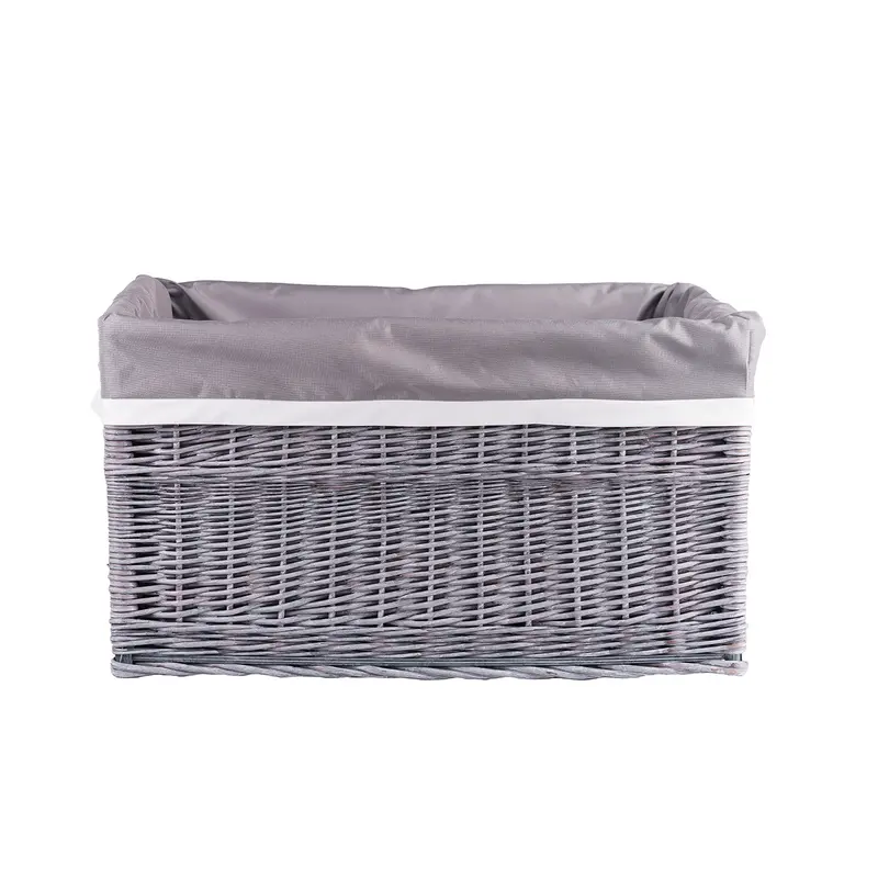 Cervus large rectangular wicker storage basket, display basket with trim TheWickerStories