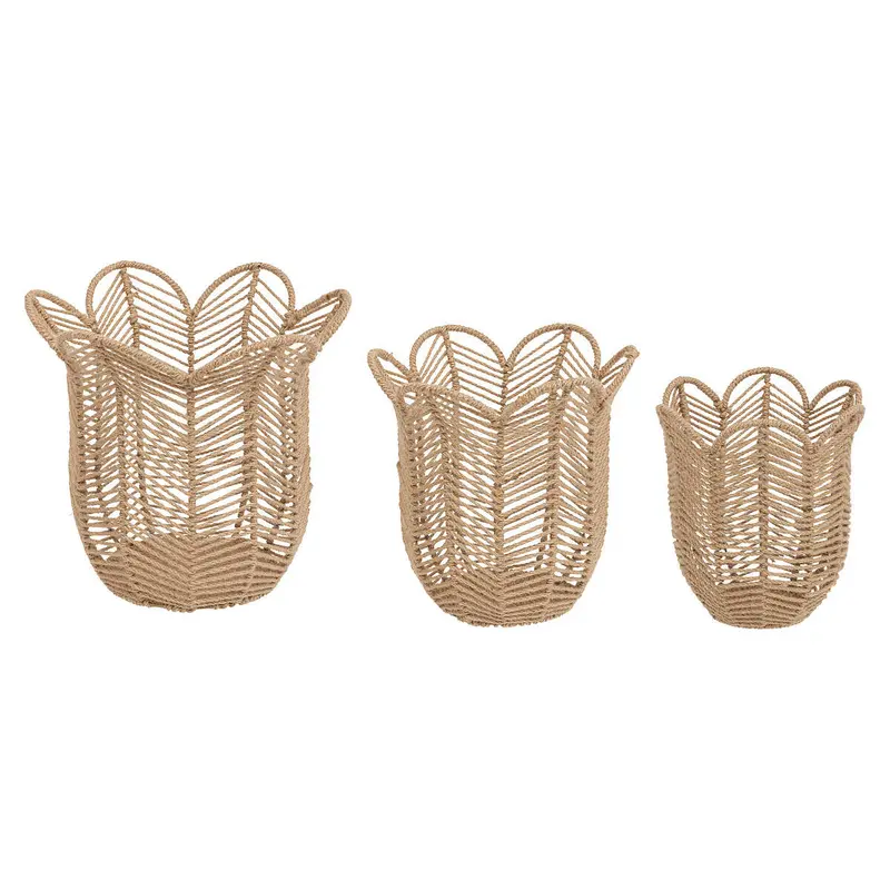 Dekoracja do domu 3 plecione kwiatki FLORAL, 3 sztuki