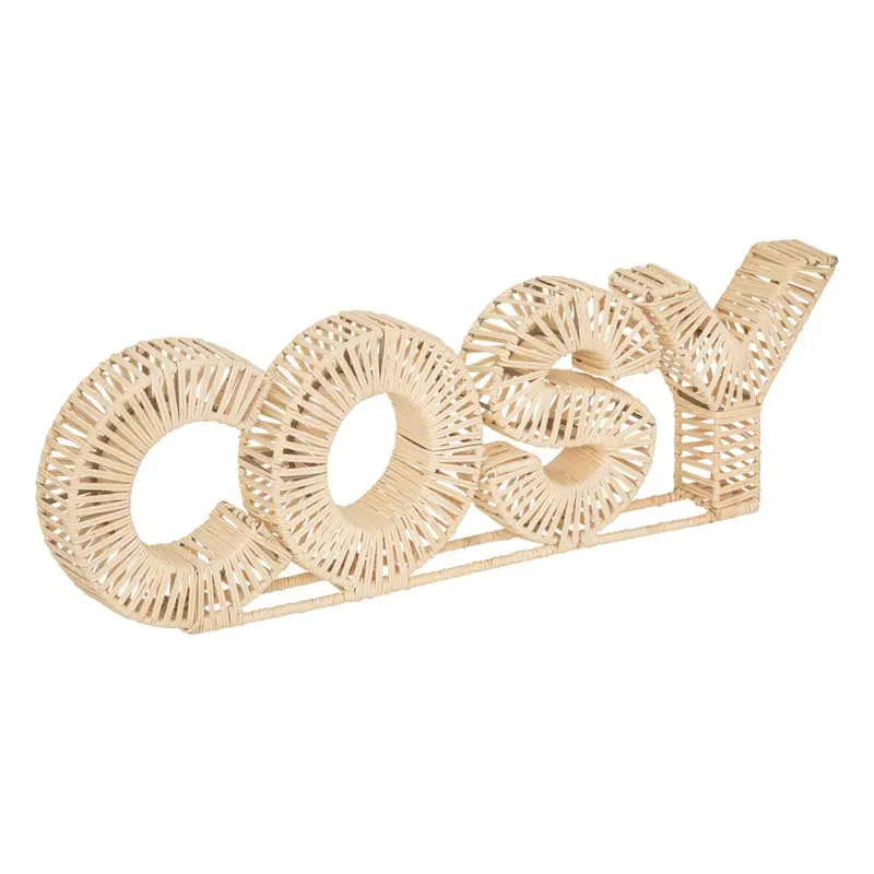 Dekoracja stojąca do salonu Cosy, żelazo i rattan, 64 x 5,5 x 20 cm