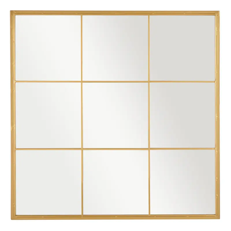 Dekoracyjne lustro ścienne w złotej ramie, 90 x 90 cm