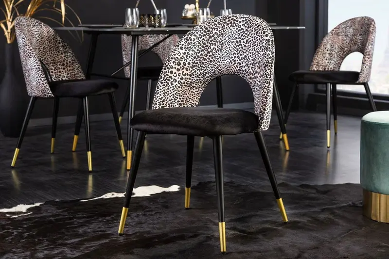 Designerskie krzesło Boutique czarny lampart / 41704 / INVICTA INTERIOR