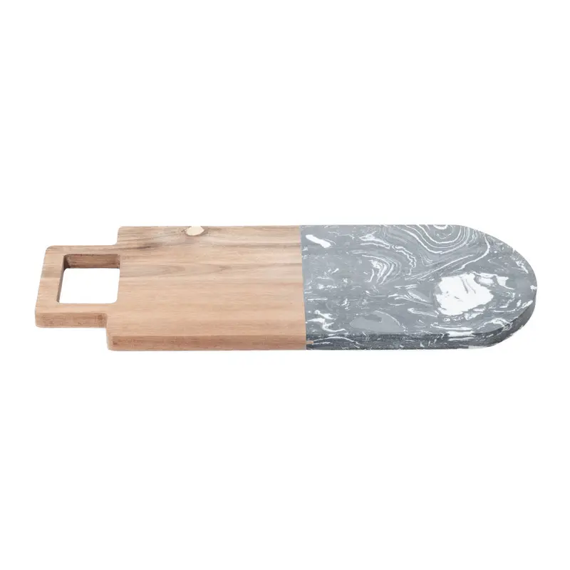 Deska do krojenia marmurowa z drewnianym uchwytem, 38 x 18 cm