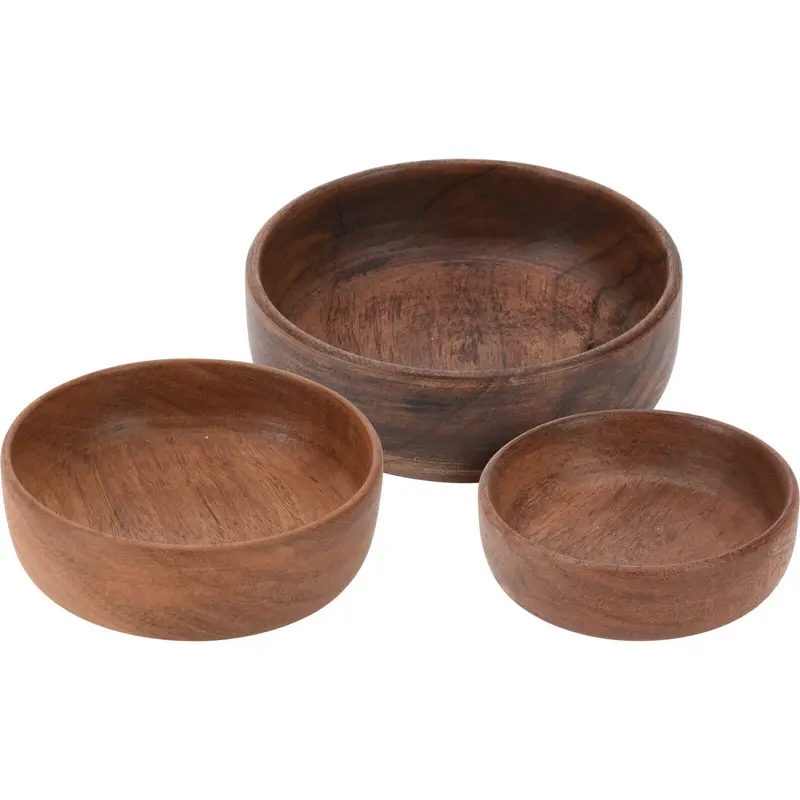 Drewniane miski do sałatek OVAL, 3 sztuki