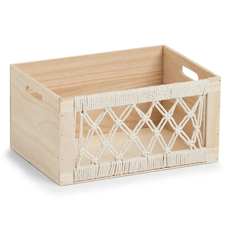 Drewniane pudełko z ażurowym frontem BOHO, 35 x 25 x 18 cm