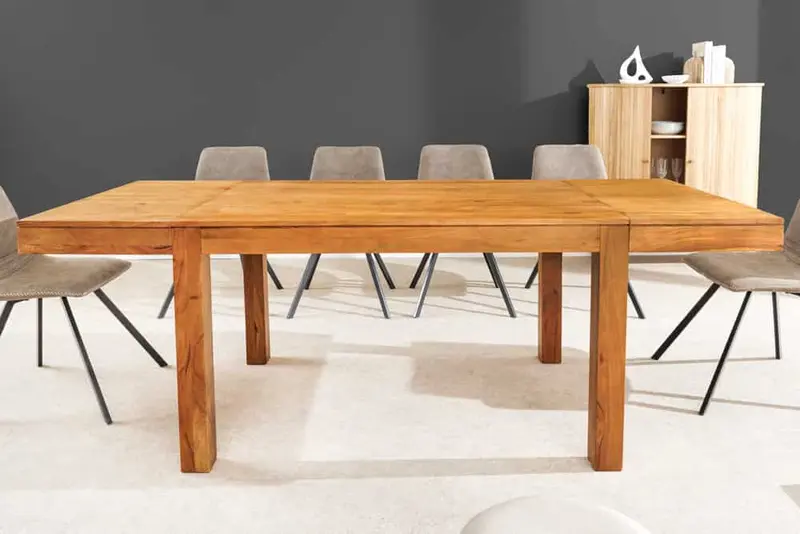 DREWNIANY STÓŁ DO JADALNI PURE ROZKŁADANY 120-200 CM AKACJA MIODOWA Z DODATKOWYMI BLATAMI / 47097 / INVICTA INTERIOR