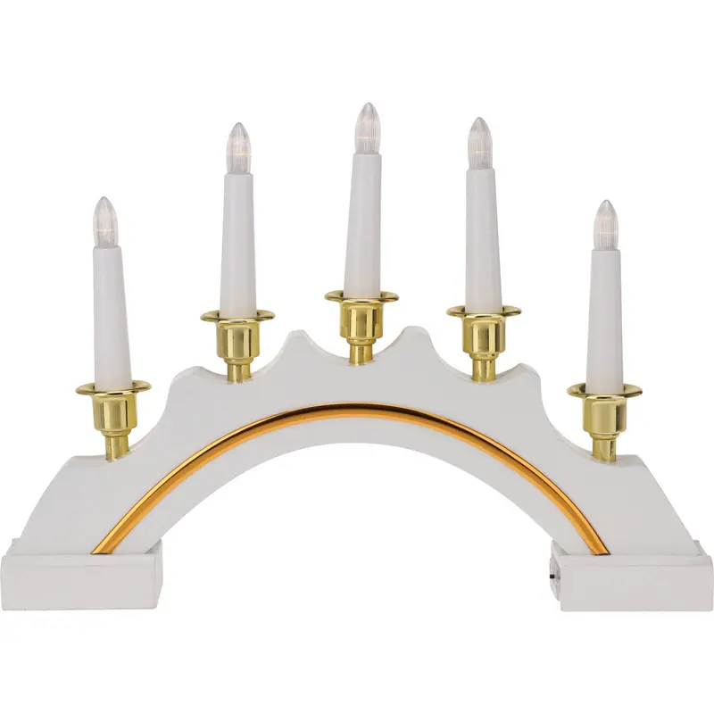Drewniany świecznik bożonarodzeniowy, 5 świec LED, 37 cm