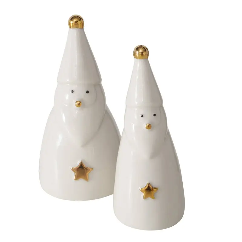 Dwie figurki porcelanowe JELKI, białe Mikołaje