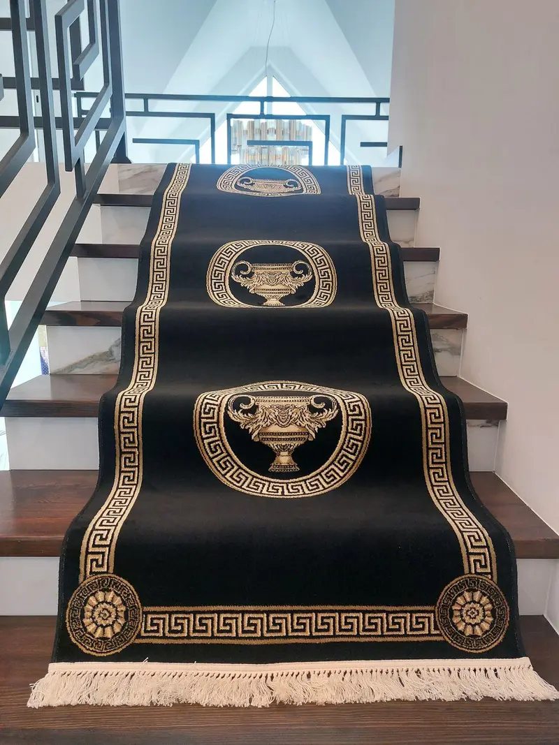Dywan do holu z meandrem Versace + waza czarny 80/200
