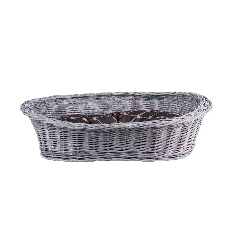 Enovia wicker pet basket with cushion for dogs and cats TheWickerStories