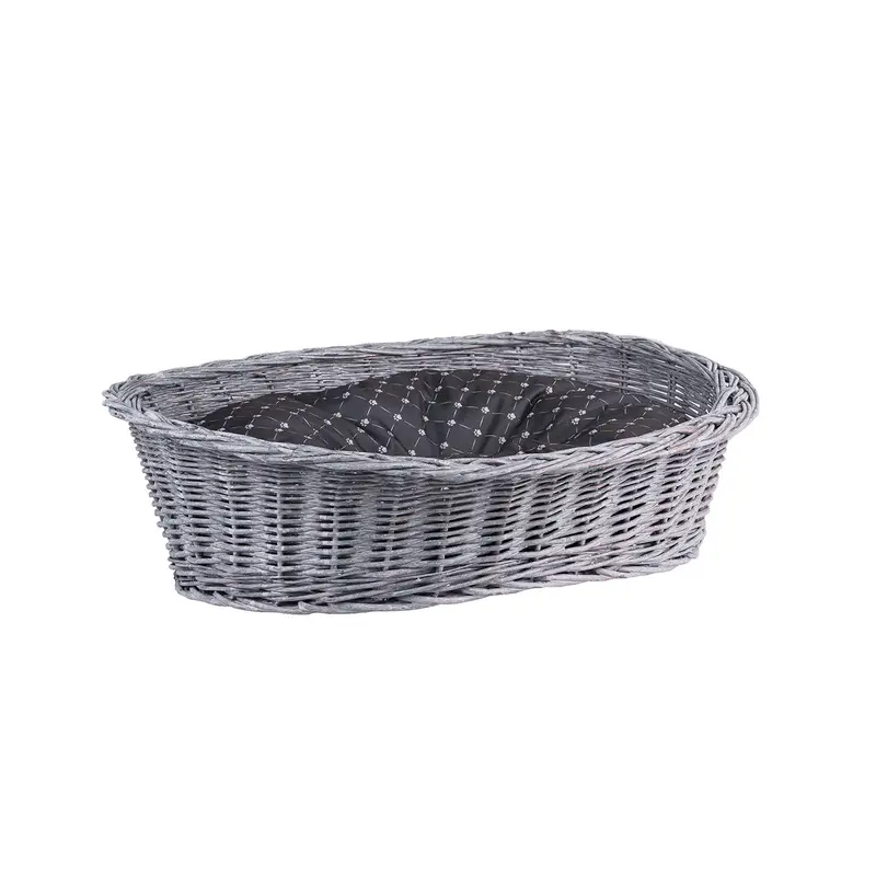 Enovia wicker pet bed for dog and cat with cushion TheWickerStories