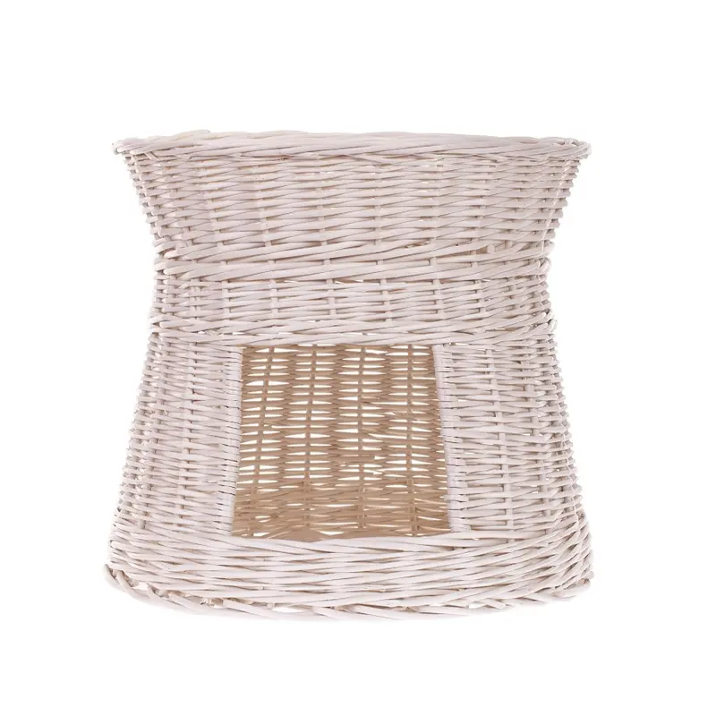 Eralis wicker cat house with rooftop bed TheWickerStories