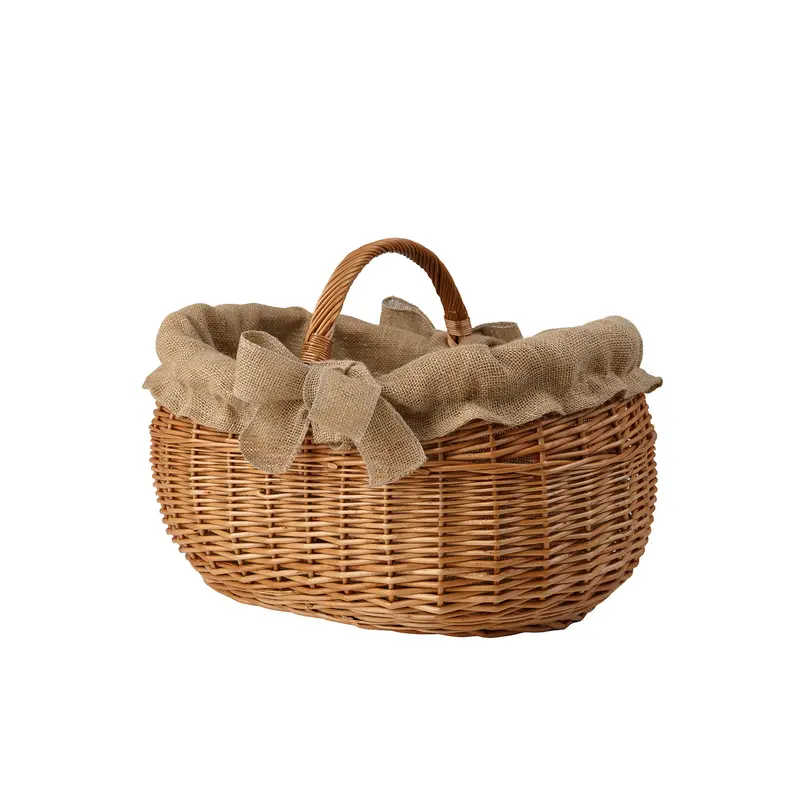 Faleria wicker basket for firewood, utility basket, garden harvesting basket with jute trim TheWickerStories