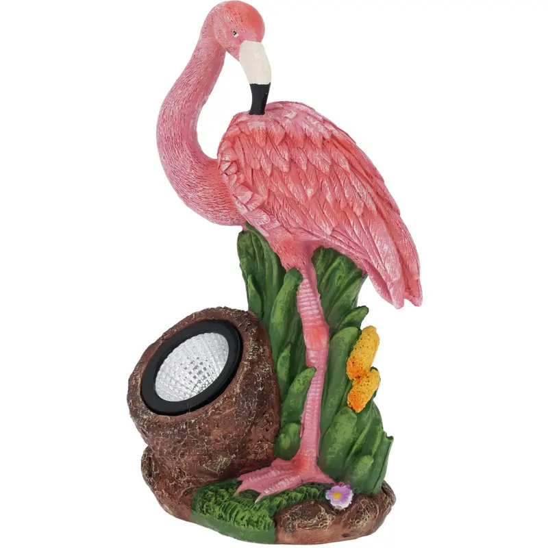 Figurka ogrodowa flaming z reflektorem, 24 x 24 x 10,5 cm