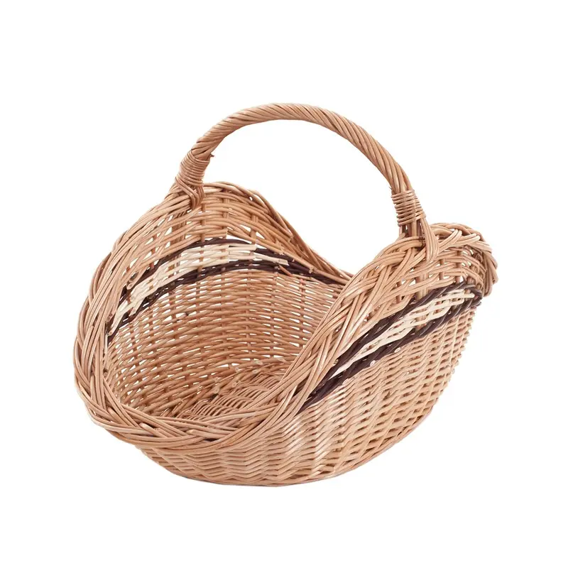 Fioren wicker firewood basket with handle TheWickerStories
