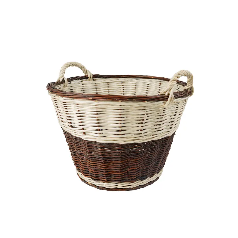 Fiorenia wicker firewood basket for the fireplace with carrying handles TheWickerStories