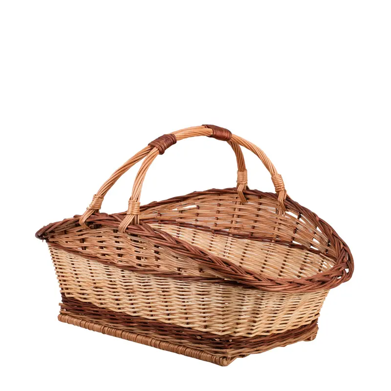 Fivelius wicker firewood basket with double handle for fireplace TheWickerStories
