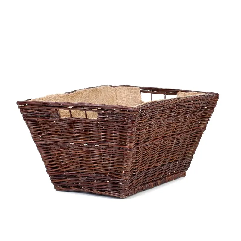 Formelia wicker firewood storage basket with jute trim and handles TheWickerStories