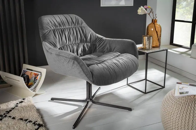 FOTEL BIG DUTCH SZARY AKSAMIT / 40009  / INVICTA INTERIOR