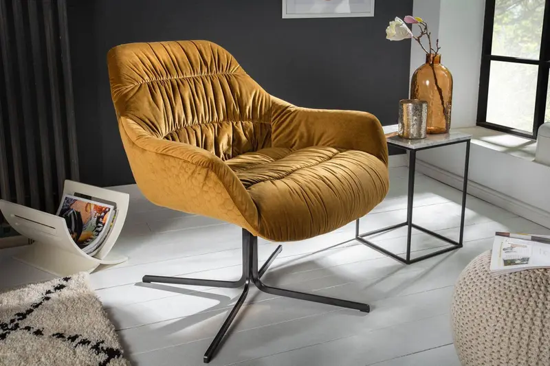 FOTEL BIG DUTCH ŻÓŁTY AKSAMIT / 40010 / INVICTA INTERIOR