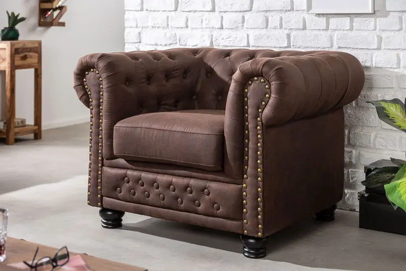 Fotel Chesterfield brązowy / 40654 / INVICTA INTERIOR
