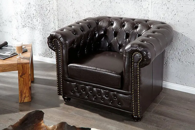 Fotel CHESTERFIELD ciemny brąz kawa / 9684 / INVICTA INTERIOR