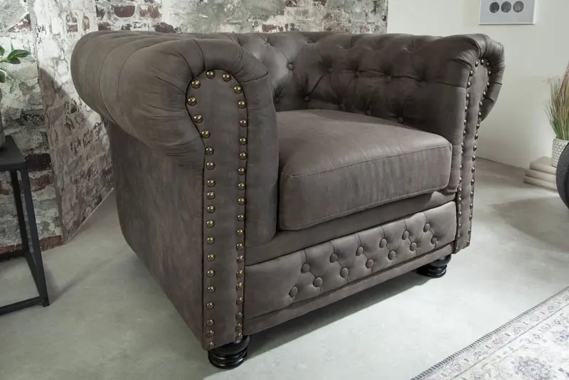 Fotel Chesterfield szary / 40519 / INVICTA INTERIOR