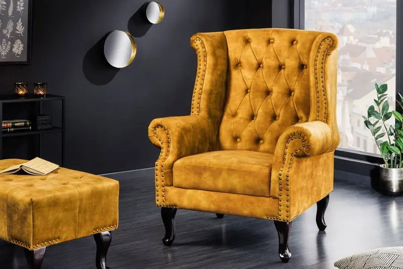Fotel CHESTERFIELD żółty / 41444 / INVICTA INTERIOR