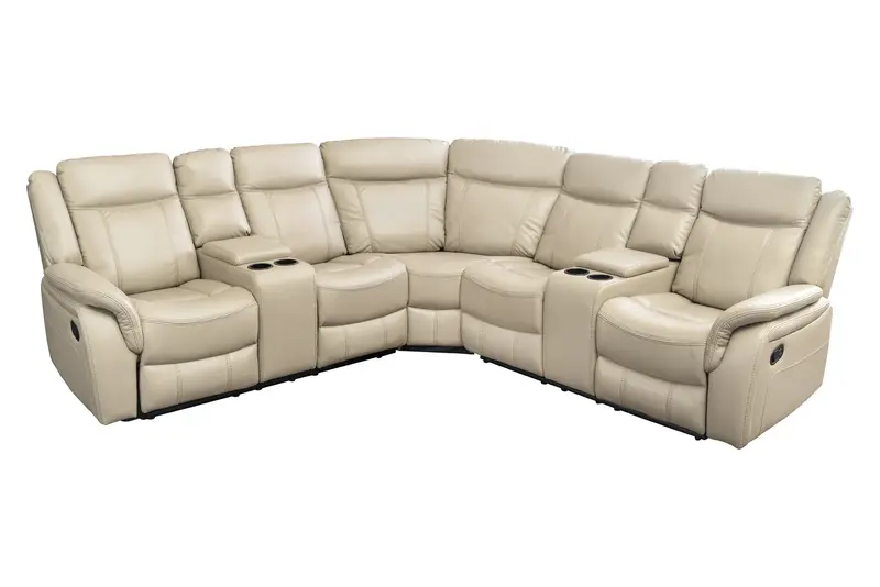 FOTEL NAROŻNY HOLLYWOOD KINOWY 5 OSOBOWY BEŻOWY IMITACJA SKÓRY / 47589 / INVICTA INTERIOR (Kopia)