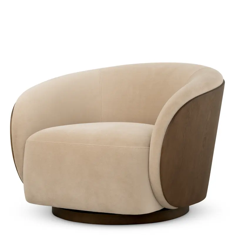 Fotel obrotowy Camerota, wykończenie walnut, sabino beige