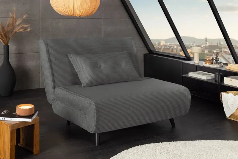 FOTEL ROZKŁADANY MULTIFUNCTION 100 CM SZARY / 47141 / INVICTA INTERIOR