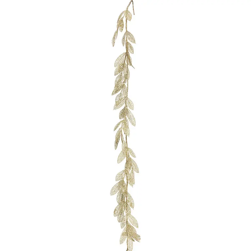 Girlanda ze złotych liści z brokatem, 180 cm
