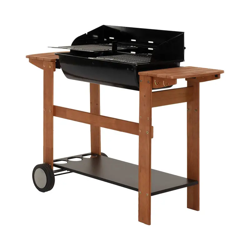 Grill ogrodowy z drewnianą półeczką BBQ